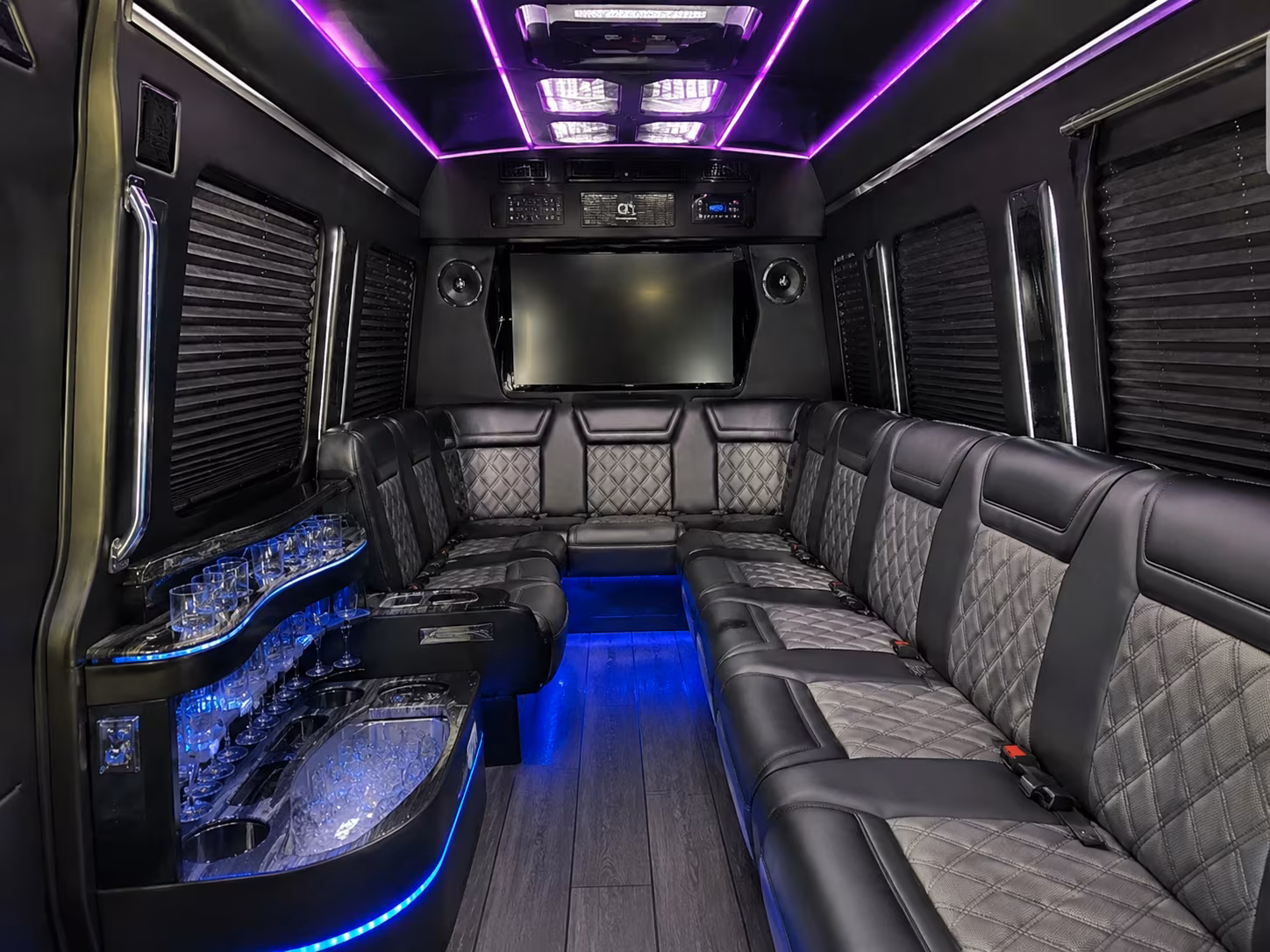 Midland School Event Transportation party bus exterior