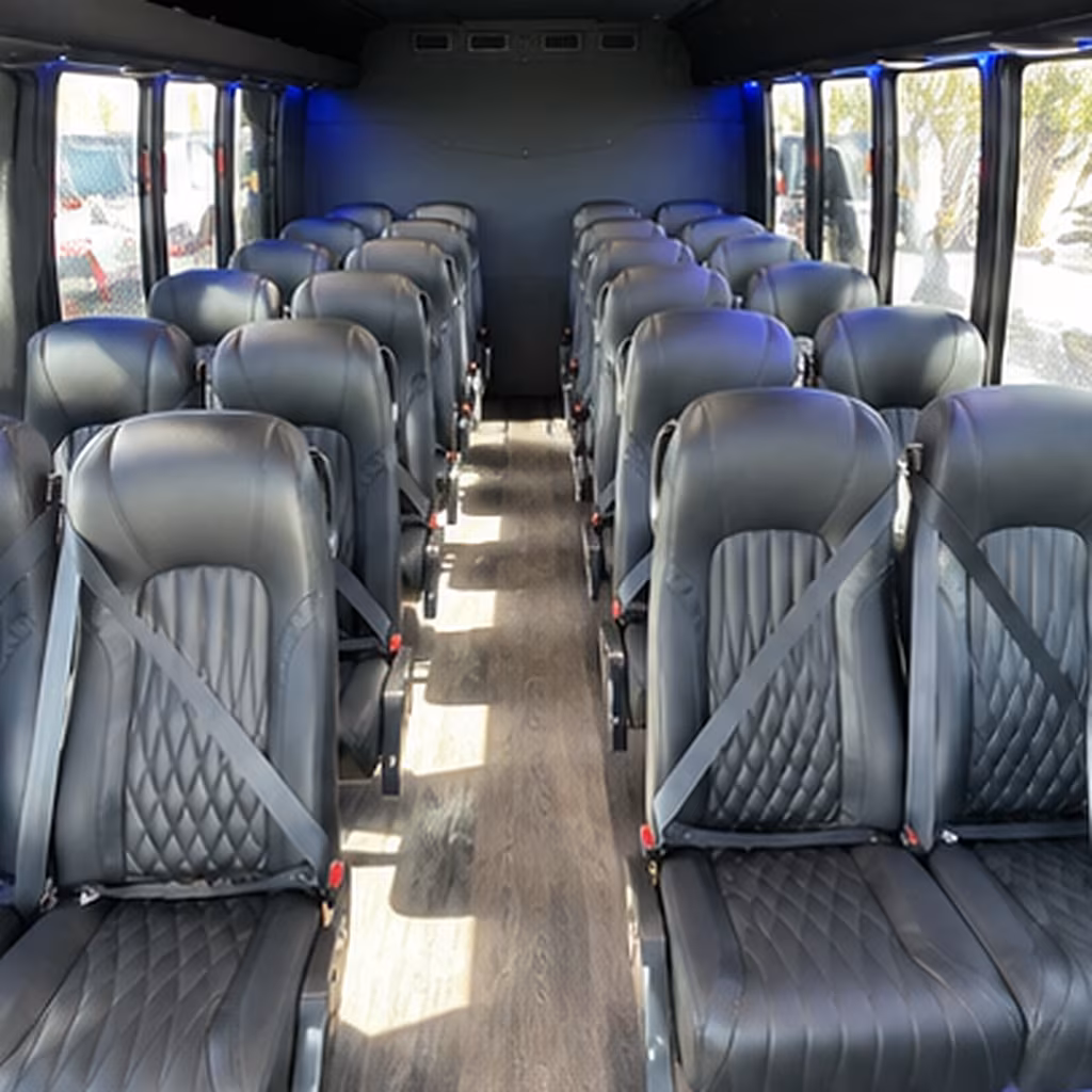 Midland School Event Transportation party bus interior