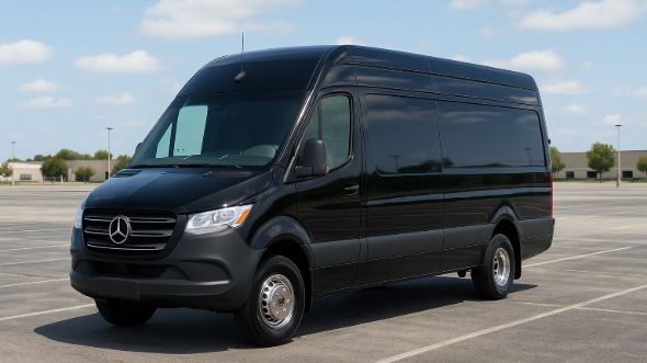 Exterior of Charter Bus Company San Angelo's 14 Passenger Sprinter Limousine in San Angelo