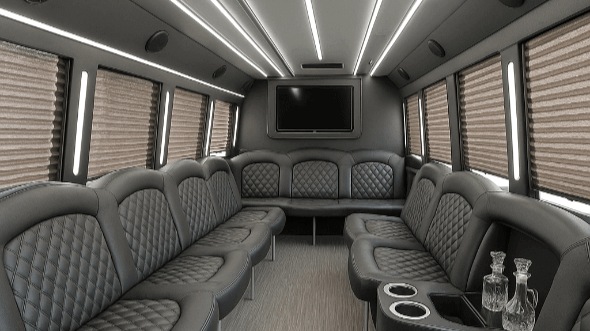 Interior of Charter Bus Company Killeen's 20 Passenger Party Bus in Killeen