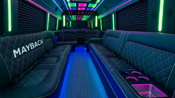 Interior of Charter Bus Company Odessa's 20 Passenger Party Bus in Odessa