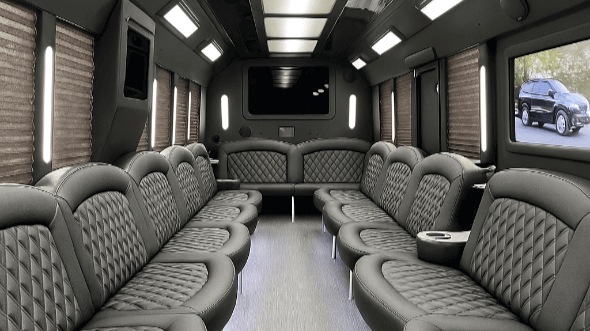 Interior of Charter Bus Company Lewisville's 28 Passenger Party Bus in Lewisville