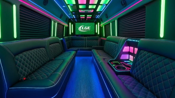 Interior of Midland Party Bus Company's 30 Passenger Party Bus in Midland