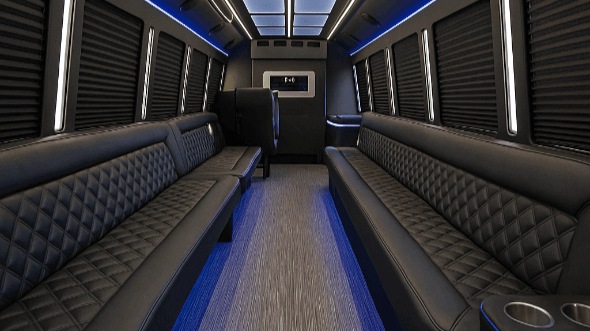 Interior of Charter Bus Company Fort Worth's 40 Passenger Party Bus in Fort Worth