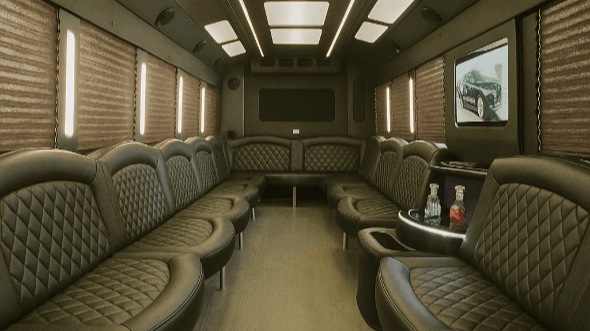 Interior of Charter Bus Company Abilene's 50 Passenger Party Bus in Abilene