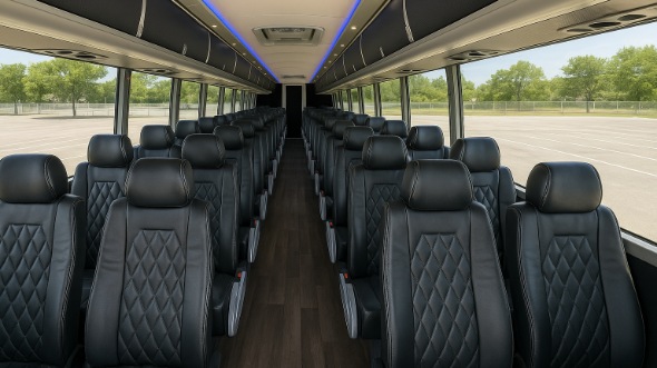 Interior of Charter Bus Company Midland's 51 Passenger Charter Bus in Midland