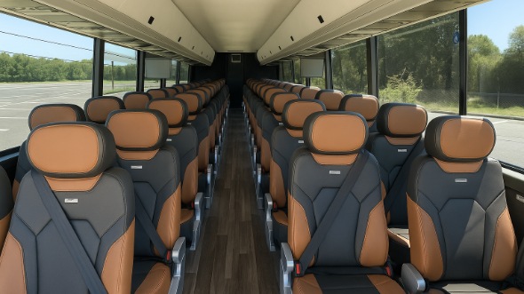 Interior of Charter Bus Company Midland's 56 Passenger Charter Bus in Midland
